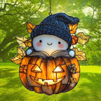 Cute Ghost Reading Books Acrylic Suncatcher - Image 3