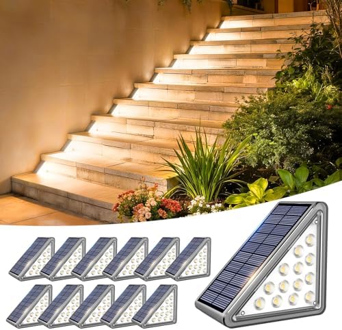 JEJOT 12 Pack Solar Step Lights Outdoor Waterproof, Solar Stair Light,Gray by JEJOT