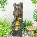 Outdoor Tree Waterfall Fountain with LED Lights,Freestanding Tree Design Garden Water Feature,Polyresin Construction,Easy Setup for Patio Backyard Lawn Porch - Image 7