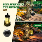 HONGLAND Cat Outdoor Statues Garden Decor, Cat Figurines Solar Lantern Lights, Birthday Gifts for Mom, Front Patio Balcony Yard Art Lawn Ornaments Porch Outdoor Decorations - Image 3
