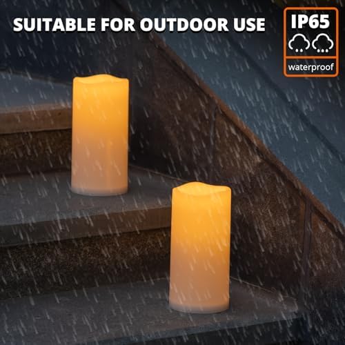 8" x 4" Large Waterproof Outdoor Solar Flameless LED Candles - 2 Pack - Image 3