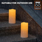 8" x 4" Large Waterproof Outdoor Solar Flameless LED Candles - 2 Pack - Image 3