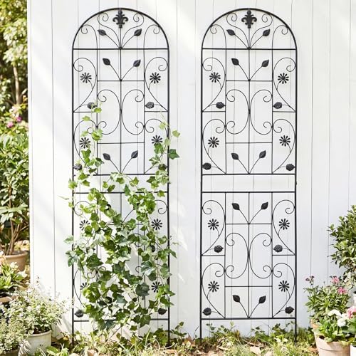70.8" Metal Garden Trellis for Climbing Plants, 2 Pack Black by Unknown