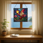 Candlelight Gnome Night Stained Glass Suncatcher – Square Hanging Window Panel for Home or Greenhouse – Whimsical Glass Art Gift for Garden Lovers, Christmas, Halloween, Father Days H1M9Wh - Image 6