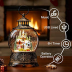Christmas Snow Globe Water Lantern with Mountain Village and Train Scene Battery Operated or USB Powered Musical Lighted Holiday Decoration for Tabletop Display for Family and Friend - Image 2