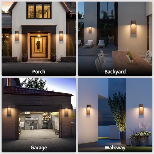 4 Pack 13" Modern Outdoor Led Wall Light,16W 3000K 1200Lumen Porch & Patio Hardwired Wall Mount Wall Sconces,Exterior IP65 Waterproof Aluminum Wall Lamp for Front Door Garage Garden(Rust) - Image 3