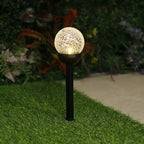 Solar Powered Black LED Landscape Crackle Glass Ball Path Lights 3 Lumens, Weatherproof Outdoor Lighting (6-Pack) - Image 2