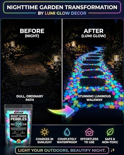 2026 Colorful Glow-in-the-Dark Garden Stones Night Guide Luminous Pebbles for Outdoor Garden Landscaping Fish Tank Aquarium Decorations Stepping Rocks Outdoor Decor(1000pcs Blue) - Image 3