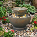 Sunlinua Small Modern Outdoor Water Fountain with Led Lights Tiered Cascading Waterfall Feature Water Fountain for Patio Garden Backyard Decking Home and Indoor Décor Gray by Sunlinua