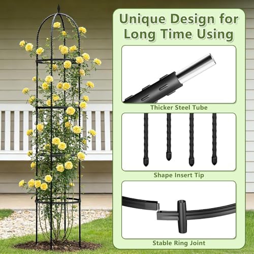 Obelisk Trellis for Garden Plants Climbing: 6ft Rustproof Metal Pipe with Plastic Coated - Potted Plant Climber Support for Outdoor Indoor Grape Vines Vegetable Fruits Flowers (2PC) - Image 4