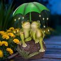 Solar Garden Statues Decor Frogs Couple with LED Lights and Umbrella, Outdoor Frog Garden Statue for Patio, Balcony, Housewarming, Yard Frog Gifts for Women by Paxato