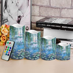 Claude Monet Poster LED Flameless Candles with Realistic Flickering Flame Battery Operated Outdoor Pillar Candles (4 Pack) Decorative Lighting for Patio Yard Garden & Porch Decor - Image 4