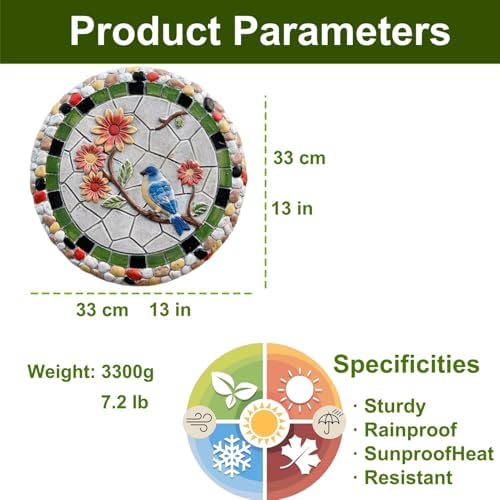 Round Garden Stepping Stones Resin Decorative Stepping Stone for Garden, 13 Inch Thicker Pavers for Garden Walkway Tread Stone Paving Stone for Yard Emulational Outdoor Lawn Decoration Stones(Style C) - Image 5
