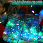 SunKite Solar Mason Jar Lights, 12 Pack 30 LED Waterproof Fairy Firefly Jar Lids String Lights with Hangers(NO Jars), Patio Yard Garden Wedding Decoration - Multicolored1 - Image 3
