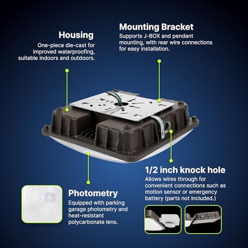 Konlite - 40W (5450LM) Residential & Commercial Indoor & Outdoor Lights for Shops, Garages & More, Outdoor Light Fixture, UL, Dark Bronze - Image 3