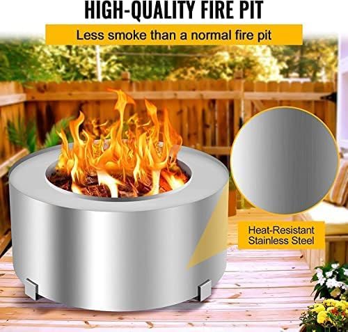Smokeless Fire Pit Outdoor Wood Burning Portable Firepit Stainless Steel with Stand Cover for Backyard Patio Garden Picnic Camping Bonfire,28.5 Inch - Image 5