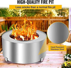 Smokeless Fire Pit Outdoor Wood Burning Portable Firepit Stainless Steel with Stand Cover for Backyard Patio Garden Picnic Camping Bonfire,28.5 Inch - Image 5
