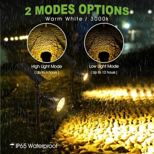 DBF Solar Outdoor Lights, 600LM Solar Spot Lights Outdoor Waterproof, 18 LED Auto On/Off Landscape Lighting Flag Pole Light for Garden Yard Pathway Garage Pool Patio(Warm White, 4 Pack) - Image 3
