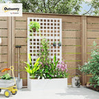 Outsunny Galvanized Raised Garden Bedw/Trellis 35" x 16" x 70" White - Image 2