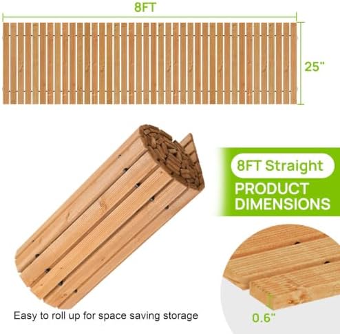 8FTx25''W Straight Wooden Garden Parhway WalkwayOversize Outdoor Roll Out Decorative Patio pavers Path Wood Flooring Non-Slip Surface Road Floor for Yard Lawn Vegetable Garden Wedding Party (Brown) - Image 3