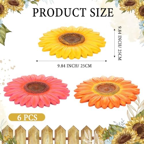Landical 6 Pack Decorative Stepping Stones for Garden Outdoor, Sunflower - Image 3