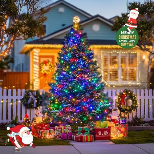 JMEXSUSS 2 Pack Solar String Lights Outdoor Waterproof, Total 66 FT 200 LED Solar Christmas Lights Outdoor, Twinkle Light for Christmas Tree Outside Garden Yard Xmas Decor, Warm White to Multicolor - Image 4