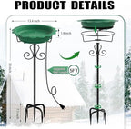 Heated Bird Baths for Outdoors, 100W Heated Birdbath Outside Winter, Green - Image 6