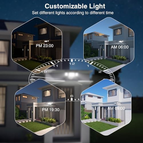 Onforu 55W Smart LED Flood Lights Outdoor, 5500LM, Tunable 2700K-6500K, APP Control, WiFi Alexa Security Lights with Timer & Adjustable 3 Head, IP65 Waterproof for House, Yard, Porch, Garage, Backyard - Image 5