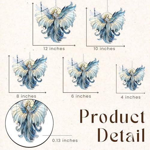 Guardian Angel Acrylic Suncatcher Size 10 inches, Stained Glass Effect Window Hanging Ornament, Garden Decor, Gift for Girlfriend Wife Women Teacher - Image 3
