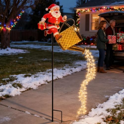 Santa Claus Solar Watering Can Lights Decorative Christmas Pathway Lights - Image 2