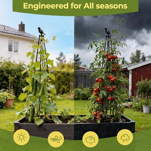2 Pack Garden Trellis for Climbing Plants Outdoors,65Inch Cucumber Trellis Garden Obelisk Trellis Rustproof Plants Support with Adjustable Heights for Indoor Potted Plants, Vines, Vegetables - Image 6