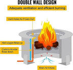 21.5-28.5" Smokeless Outdoor Fire Pit Stove Wood Campfire Grill for Outside Stainless Steel,Silver,21.5 Inch - Image 2