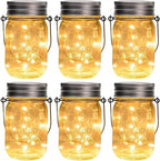 GIGALUMI Hanging Mason Jar Solar Lights, 6 Pack 30 Led Hanging Lantern by GIGALUMI
