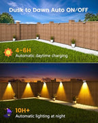 JOFIOS Solar Fence Lights Outdoor Waterproof, 80 Lumens Solar Lights for Fence with Warm White & RGB 8 Colors,Outdoor Solar Light for Deck, Patio, Backyard, Fence, Railing (8-Pack-White) - Image 5