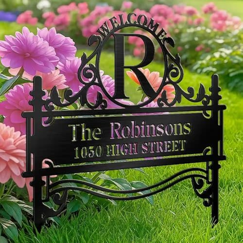 Welcome Family Monogram Personalized Metal Garden Stake - Image 4