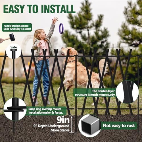 7 Panels Decorative Garden Fence 32in H x 17Ft L, Heavy Duty Metal Rustproof Animal Barrier No Dig Fencing Outdoor Dog Fence Flower Bed Border, Lawn Edging for Pet, Yard& Patio, Landscape - Image 3