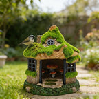 COWOS Fairy Garden House, Flocked Moss Miniature Cottage for Outdoor Yard Decor, Weather-Resistant Resin Forest House with Mushroom Furniture, Fairy Garden Accessories for Patio, Lawn, Home, and Gift by COWOS
