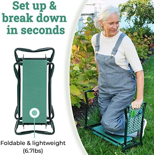 Garden Kneeler And Seat - Protects Your Knees, Clothes From Dirt & Grass Stains - Foldable Stool For Ease Of Storage - EVA Foam Pad - Sturdy and Lightweight - Bench Comes With A Free Tool Pouch! - Image 6