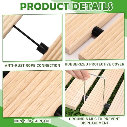 Landical 24ft Wooden Garden Pathway Walkway, Roll Out Outdoor Path,Natural - Image 2