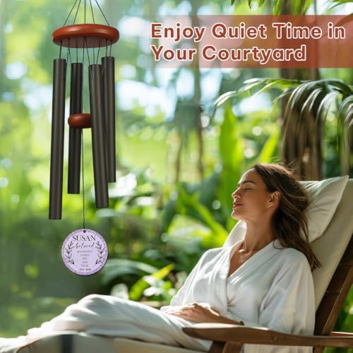 Custom Memorial Wind Chime for Husband, Personalized Grandfather Father Brother Sympathy Windchime, in Loving Memory Garden Outdoor Decor Soothing Deep Tone - Image 6