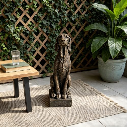 28.35" Vintage Bronze Hound Dog Statue, Resin Sitting Hunting Dog Sculpture, Rustic Farmhouse Decor Figurine for Living Room, Entryway, Shelf, Table & Western Home Decoration - Image 6