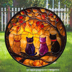Cats and Autumn Mosaic Style Acrylic Suncatcher by AVAGAN