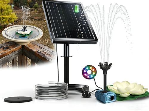 Solar Fountain Pump with 4400mA Battery Backup,Pond Pumps,Solar Bird Bath, Lily Pads for Ponds,8.5W Solar Panel,Pond Plants，Water Garden (White) by SOLAVATO