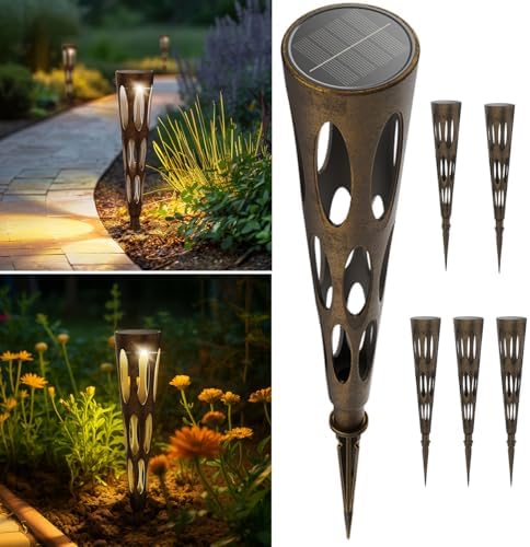 JJX Solar Pathway Lights, 6 Pack Outdoor Walkway Solar Lights for Yard Outside, Warm Light LED Landscape Light Waterproof IP65 Auto On/Off for Lawn Sidewalk by JJXLEDLights