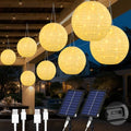 Solar Lantem String Lights Outdoor, 4 Lights 12inch Large Waterproof Hanging Lanterns with 160LED Warm White Light, USB Rechargeable Fairy Lights for Patio Garden Party Wedding Decor, 2 Pack by MERRIMAX+M