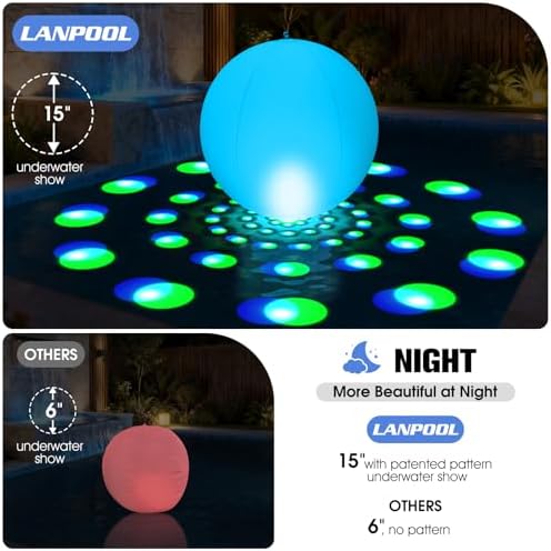 Floating Pool Lights,15" Inflatable Solar Powered Pool Light that Float 2PK - Image 4