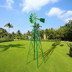 Garden Windmill for Yard Decor, 8 ft Tall Metal Windmill with Spinning Blades, Weather-Resistant Outdoor Windmill for Lawn, Farmhouse, Rustic & Farm Decor,Green by Unknown