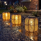 VIHOSE 6 Pack Solar Lantern Outdoor Waterproof Rattan, Round - Image 4