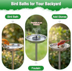 tinnmao 304 Stainless Steel Bird Bath for Outside, 40 Inch Tall Freestanding Metal Birdbath & Feeder with Removable Bowl for Garden Yard Patio Lawn - Image 6