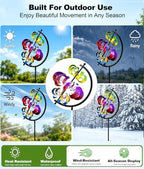63 in Large Wind Spinners Outdoor, Rainbow Globe Wind Sculpture, - Image 4